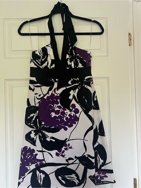 Speechless Black & Purple Floral Halter Dress